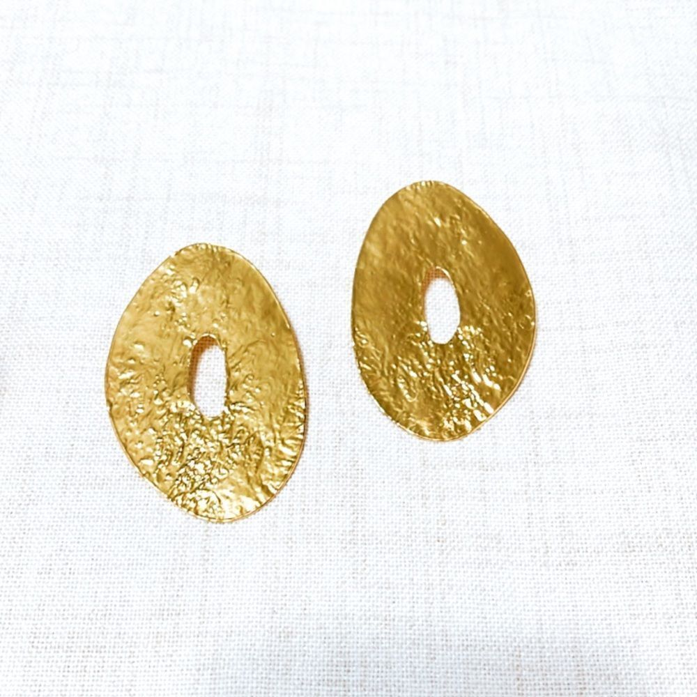 Oversized geo gold earrings N154 - Picture 3 of 5